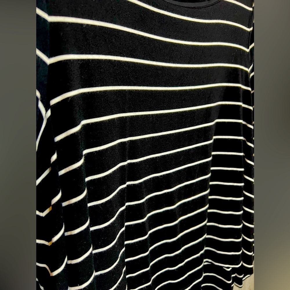 BAG032. White House Black Market Banded Waist Striped Top Button Down Sleeves - Picture 6 of 8